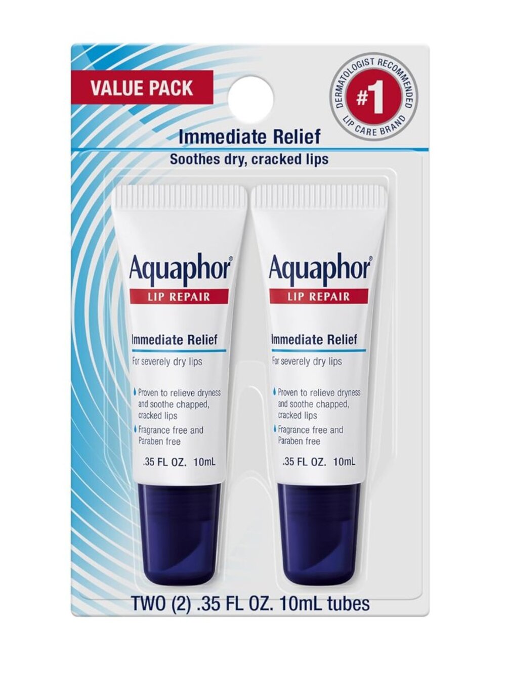 Aquaphor Lip Repair Ointment, Value Pack, 2 x 0.35 FL OZ